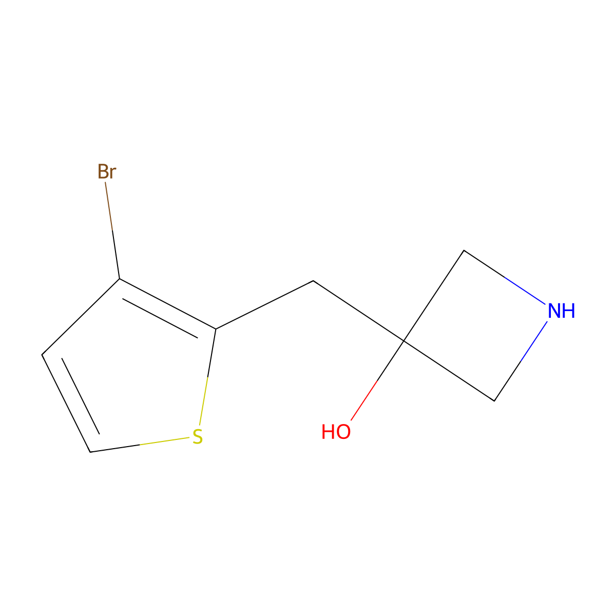 3-((3-Bromothiophen-2-yl)methyl)azetidin-3-ol molecular structure, CAS 1493329-34-2