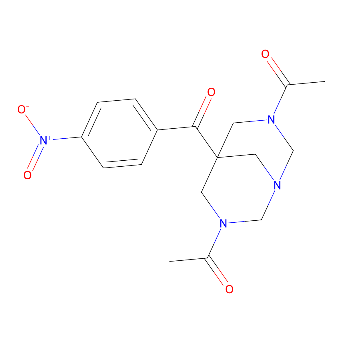 1-[3-Acetyl-5-(4-nitrobenzoyl)-1,3,7-triazabicyclo[3.3.1]nonan-7-yl]ethanone molecular structure, CAS 149333-77-7