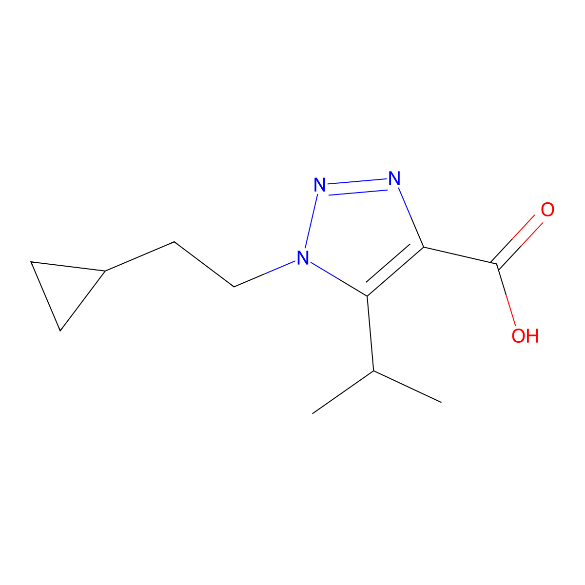 1-(2-Cyclopropylethyl)-5-isopropyl-1h-1,2,3-triazole-4-carboxylic acid molecular structure, CAS 1493336-82-5