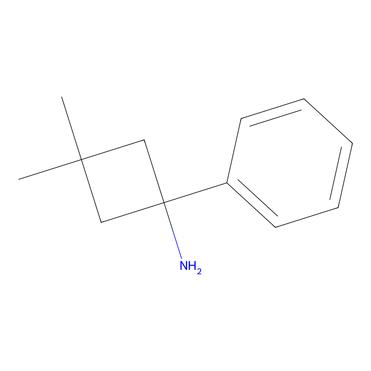 3,3-Dimethyl-1-phenylcyclobutan-1-amine molecular structure, CAS 1493343-76-2