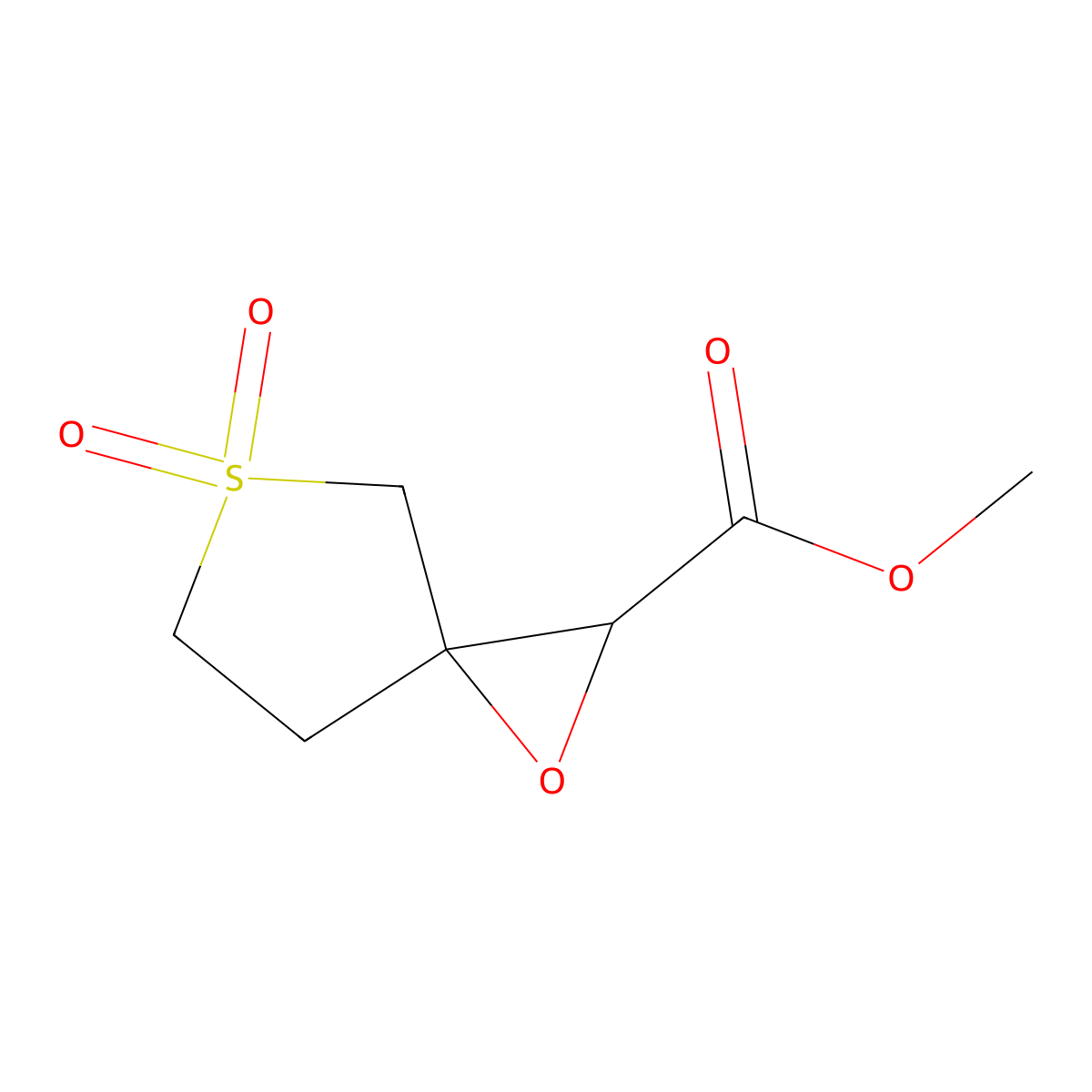 Methyl 1-oxa-5-thiaspiro[2.4]heptane-2-carboxylate 5,5-dioxide molecular structure, CAS 1493348-23-4