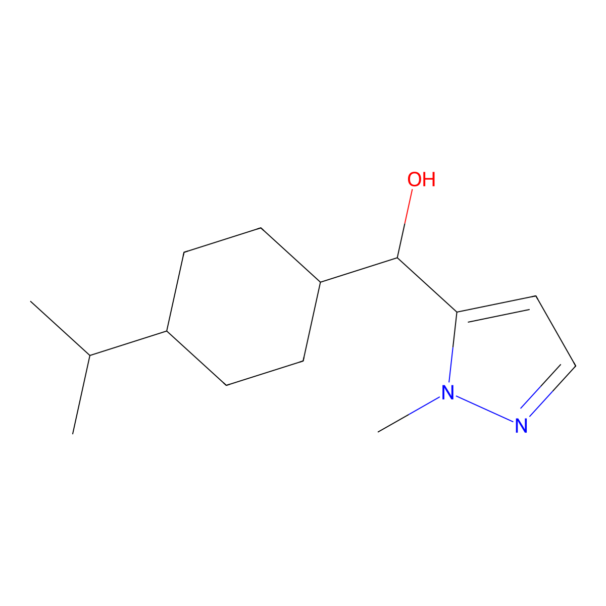 (1-methyl-1H-pyrazol-5-yl)[4-(propan-2-yl)cyclohexyl]methanol molecular structure, CAS 1493352-05-8