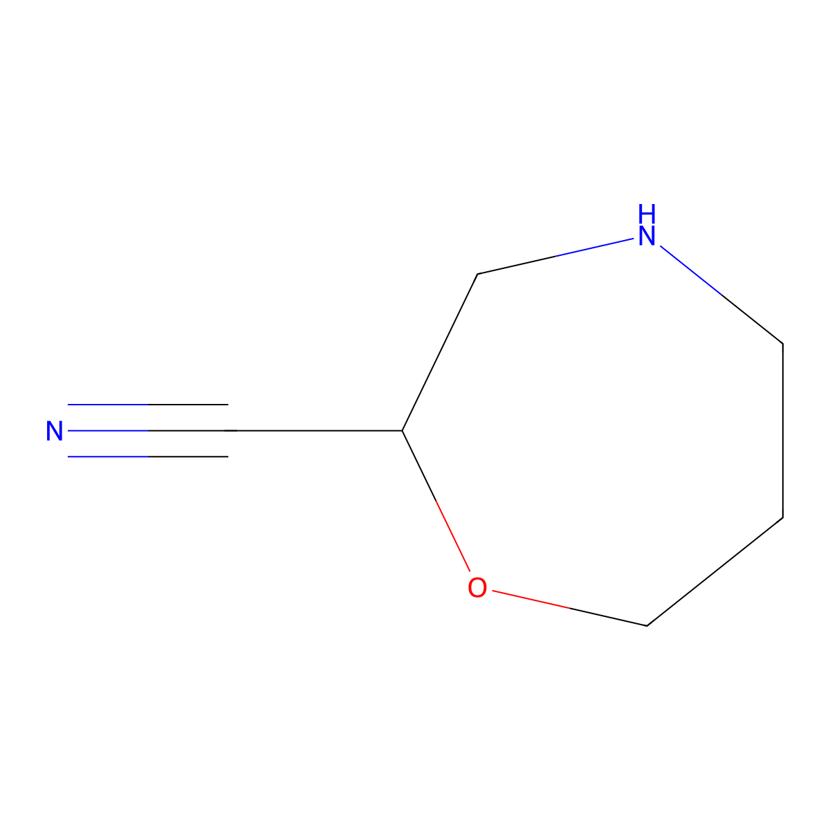 1,4-Oxazepane-2-carbonitrile molecular structure, CAS 1493356-17-4