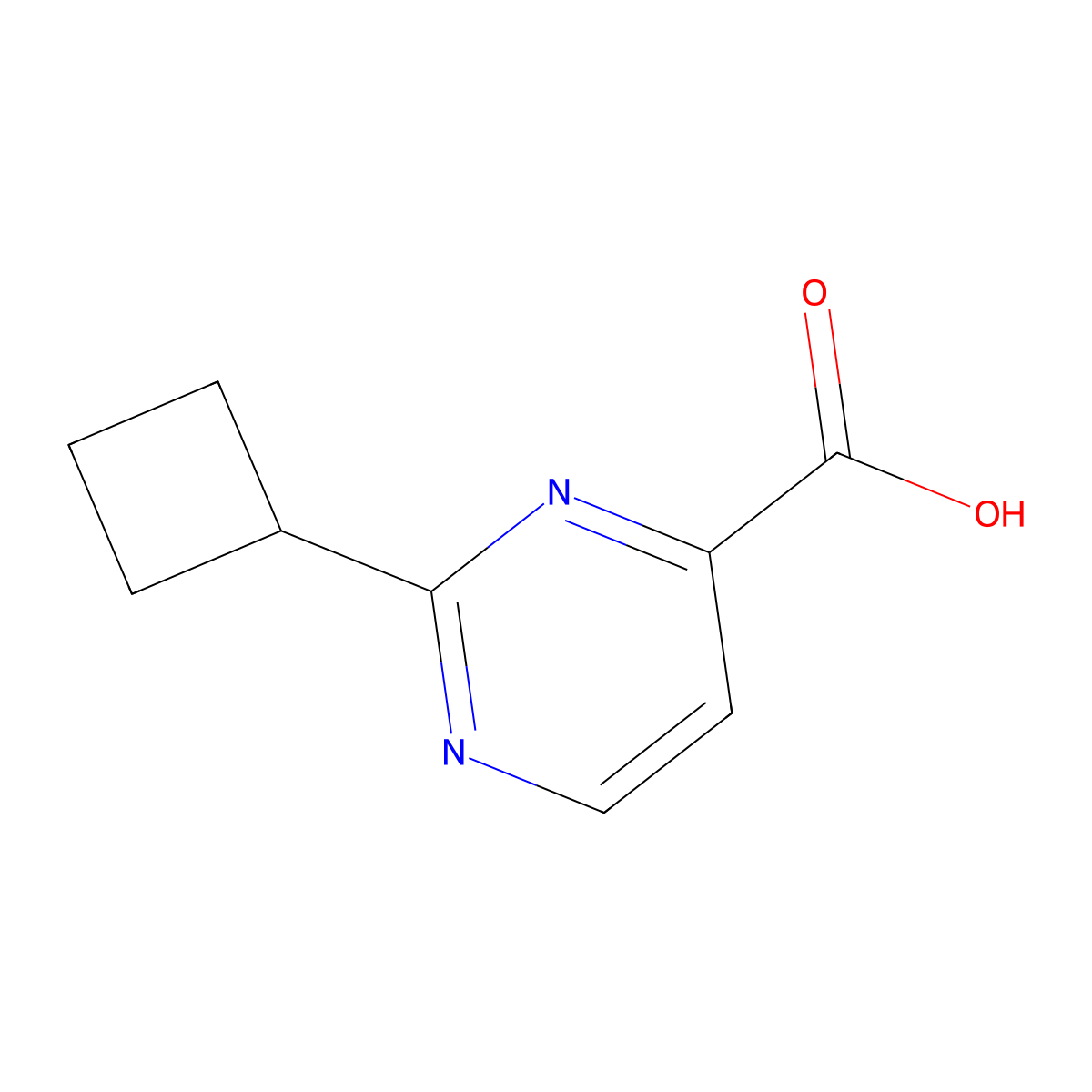 2-Cyclobutylpyrimidine-4-carboxylic acid molecular structure, CAS 1493362-59-6