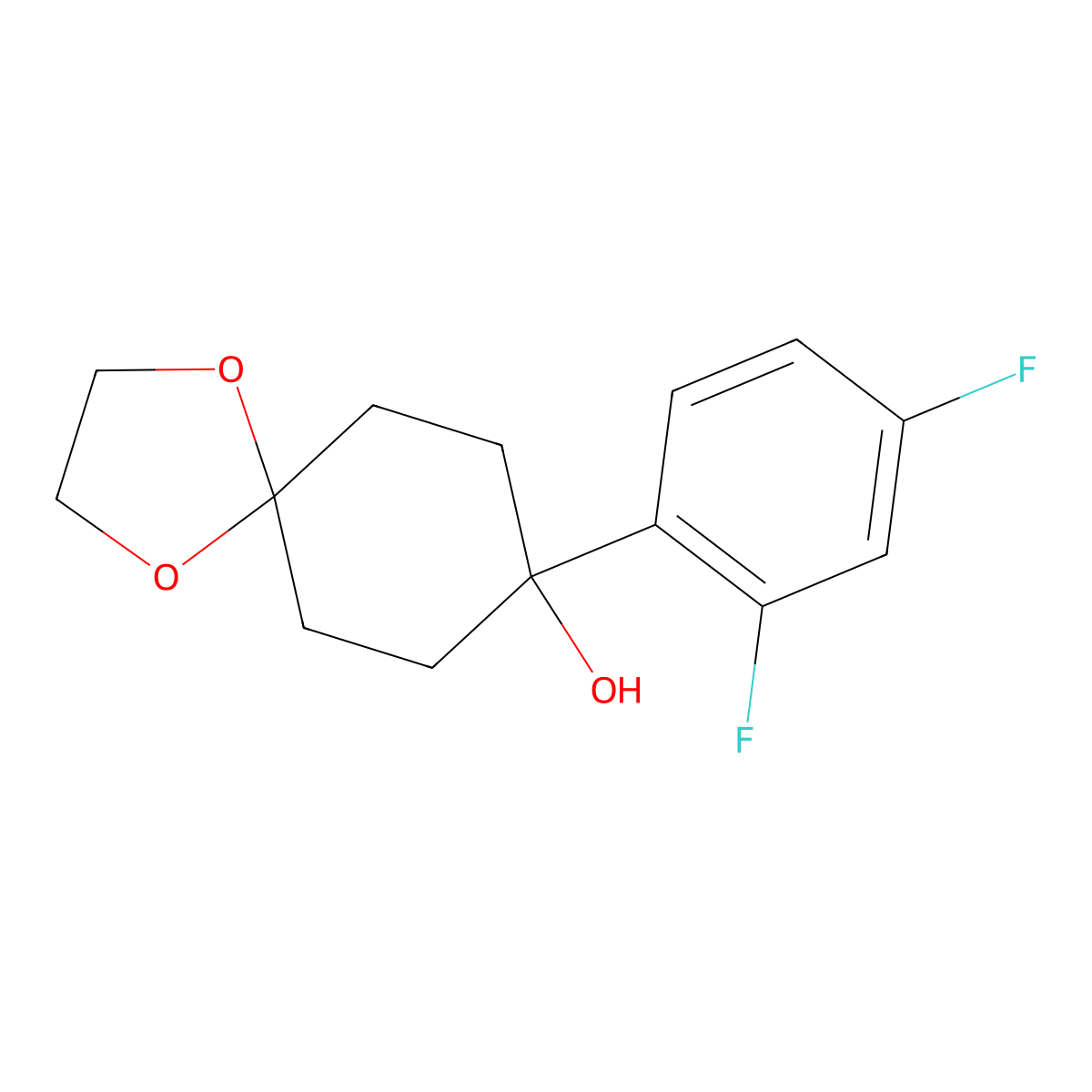 8-(2,4-Difluorophenyl)-1,4-dioxaspiro[4.5]decan-8-ol molecular structure, CAS 1493364-04-7