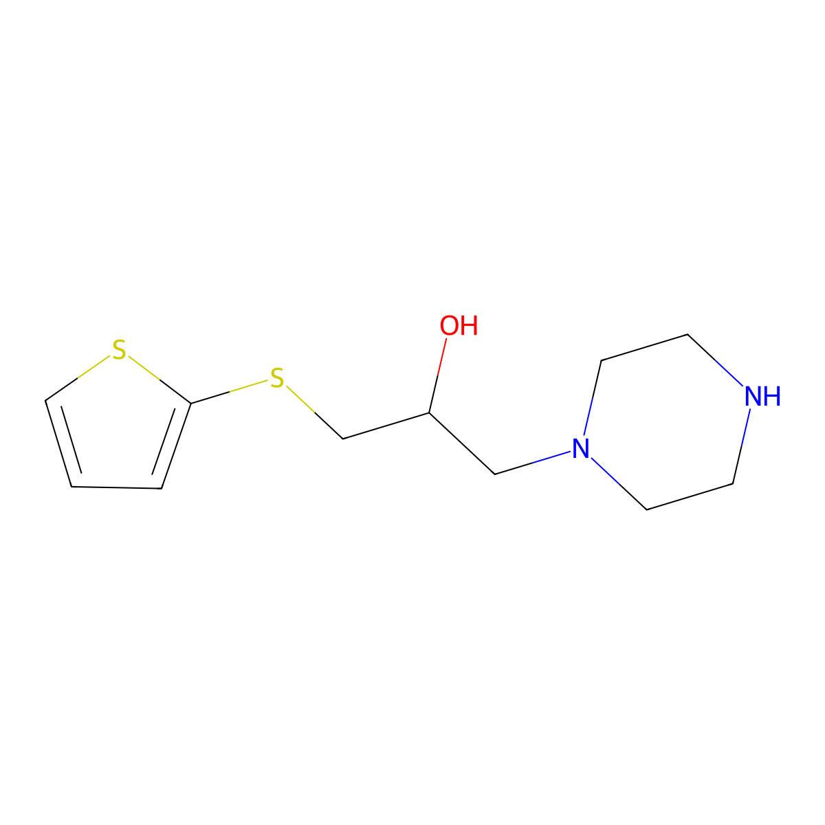 1-(Piperazin-1-yl)-3-(thiophen-2-ylthio)propan-2-ol molecular structure, CAS 1493376-54-7