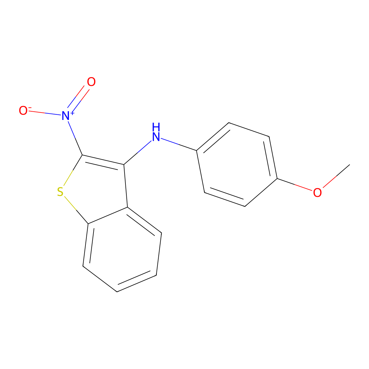 (4-Methoxy-phenyl)-(2-nitro-benzo(b)thiophen-3-yl)-amine molecular structure, CAS 149338-11-4