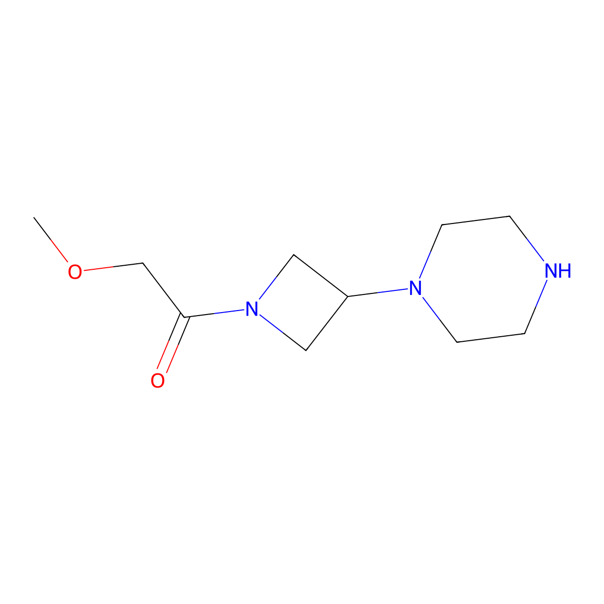 2-Methoxy-1-(3-(piperazin-1-yl)azetidin-1-yl)ethan-1-one molecular structure, CAS 1493385-60-6