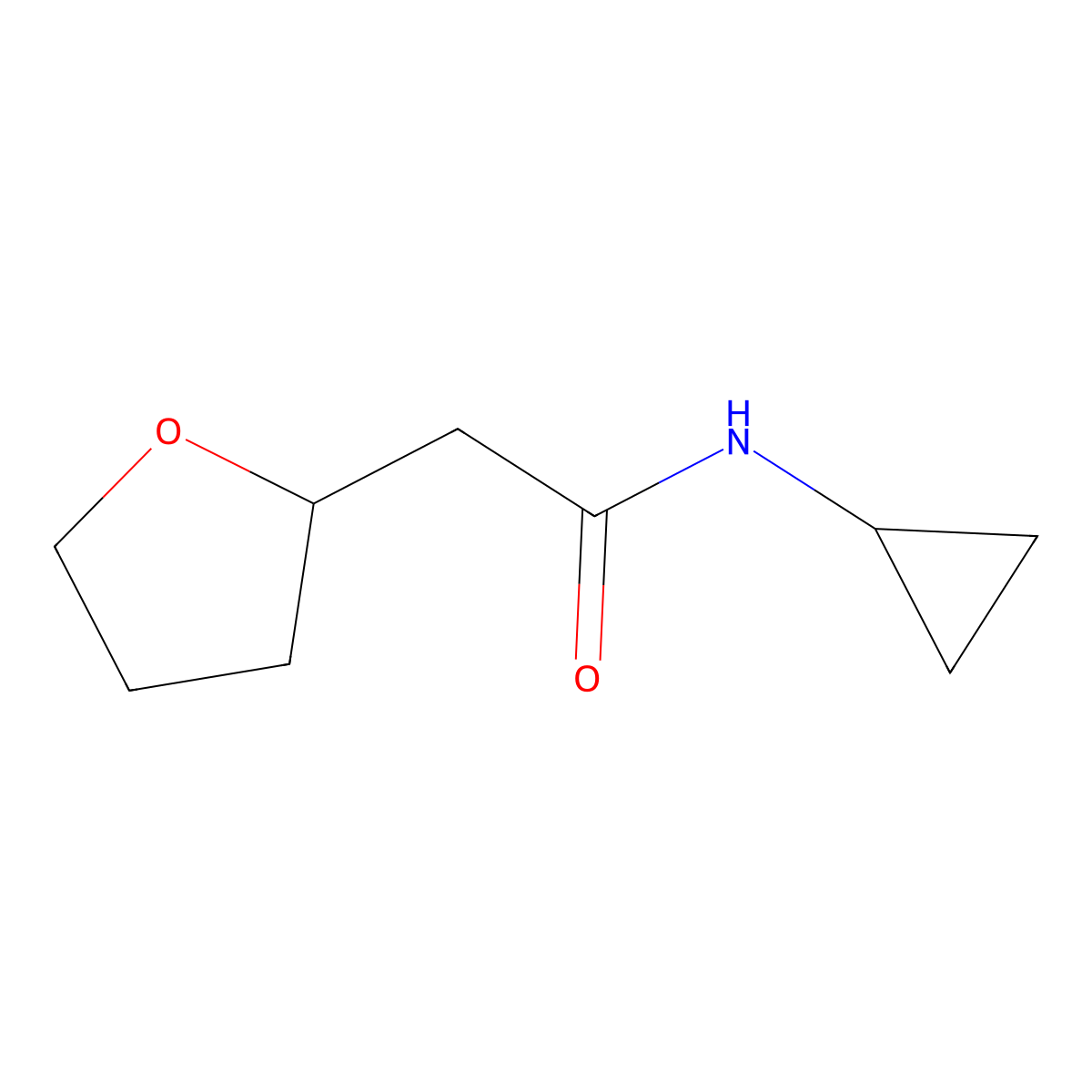 N-cyclopropyl-2-(oxolan-2-yl)acetamide molecular structure, CAS 1493386-81-4