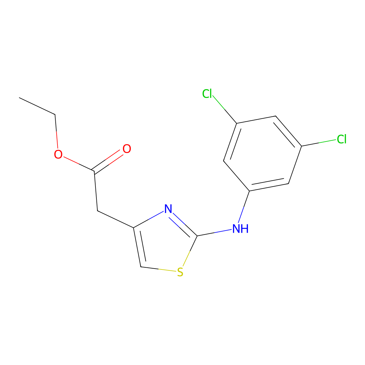Ethyl 2-(2-((3,5-dichlorophenyl)amino)thiazol-4-yl)acetate molecular structure, CAS 1493430-96-8