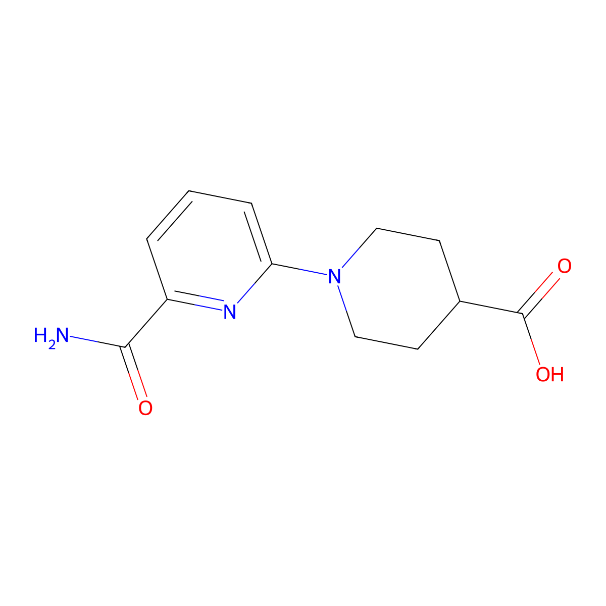 1-(6-Carbamoylpyridin-2-yl)piperidine-4-carboxylic acid molecular structure, CAS 1493440-03-1