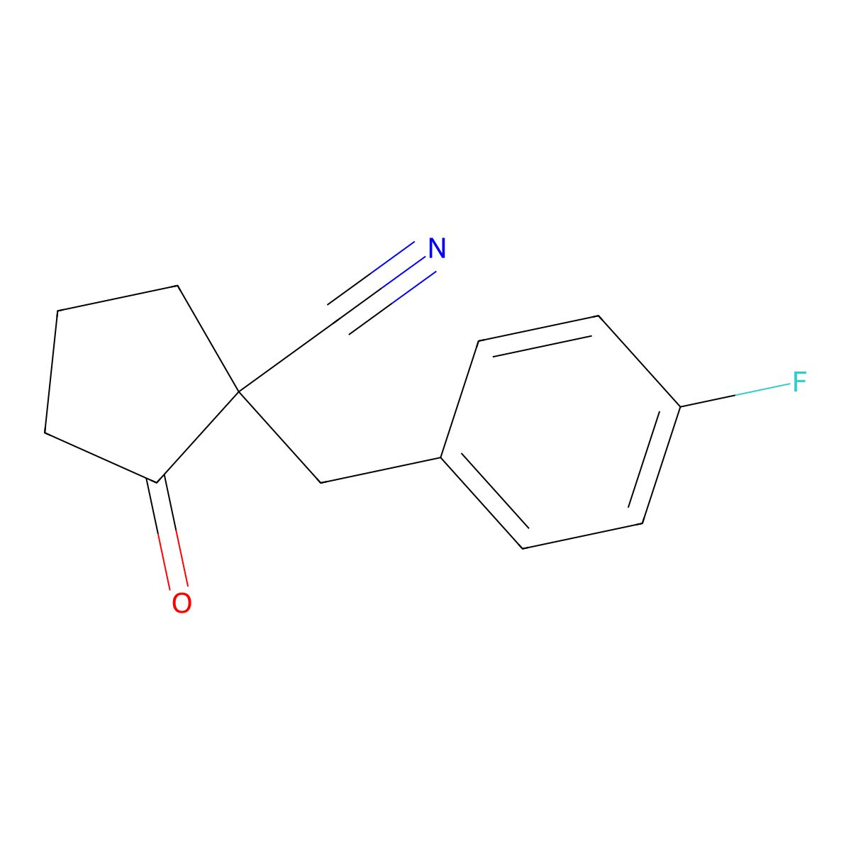 1-((4-Fluorophenyl)methyl)-2-oxocyclopentane-1-carbonitrile molecular structure, CAS 1493457-80-9