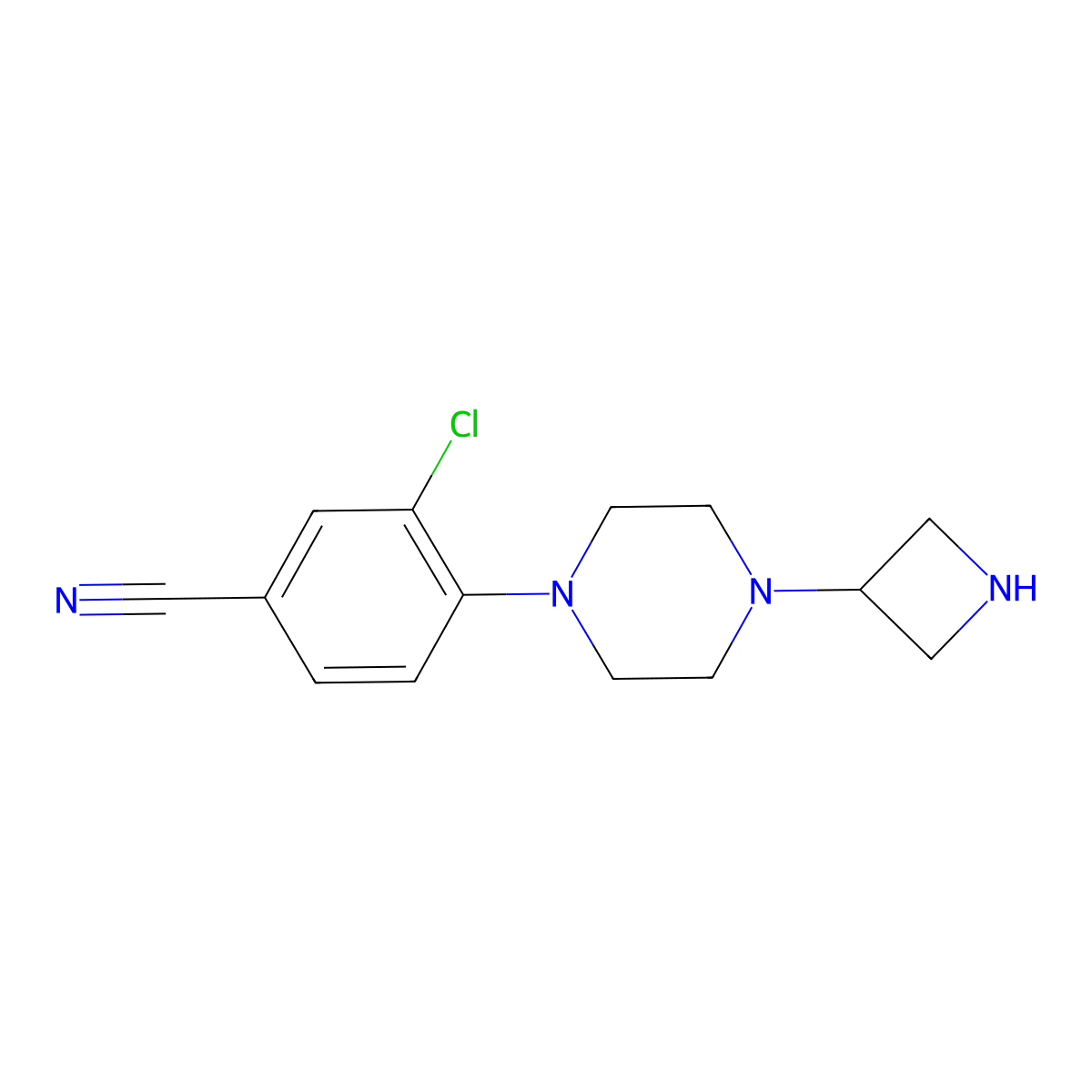 4-[4-(Azetidin-3-yl)piperazin-1-yl]-3-chlorobenzonitrile molecular structure, CAS 1493479-16-5