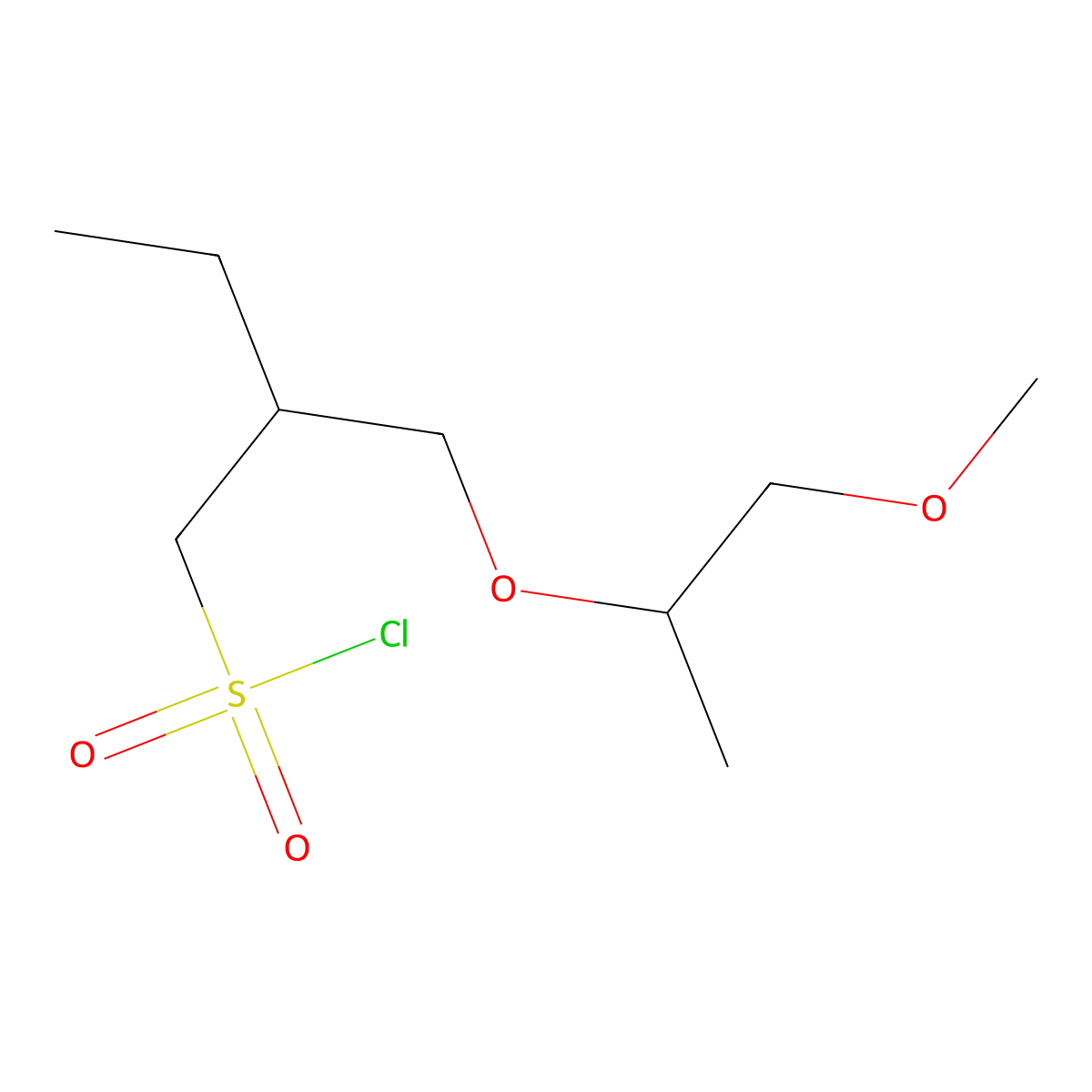 2-(((1-Methoxypropan-2-yl)oxy)methyl)butane-1-sulfonyl chloride molecular structure, CAS 1493491-07-8
