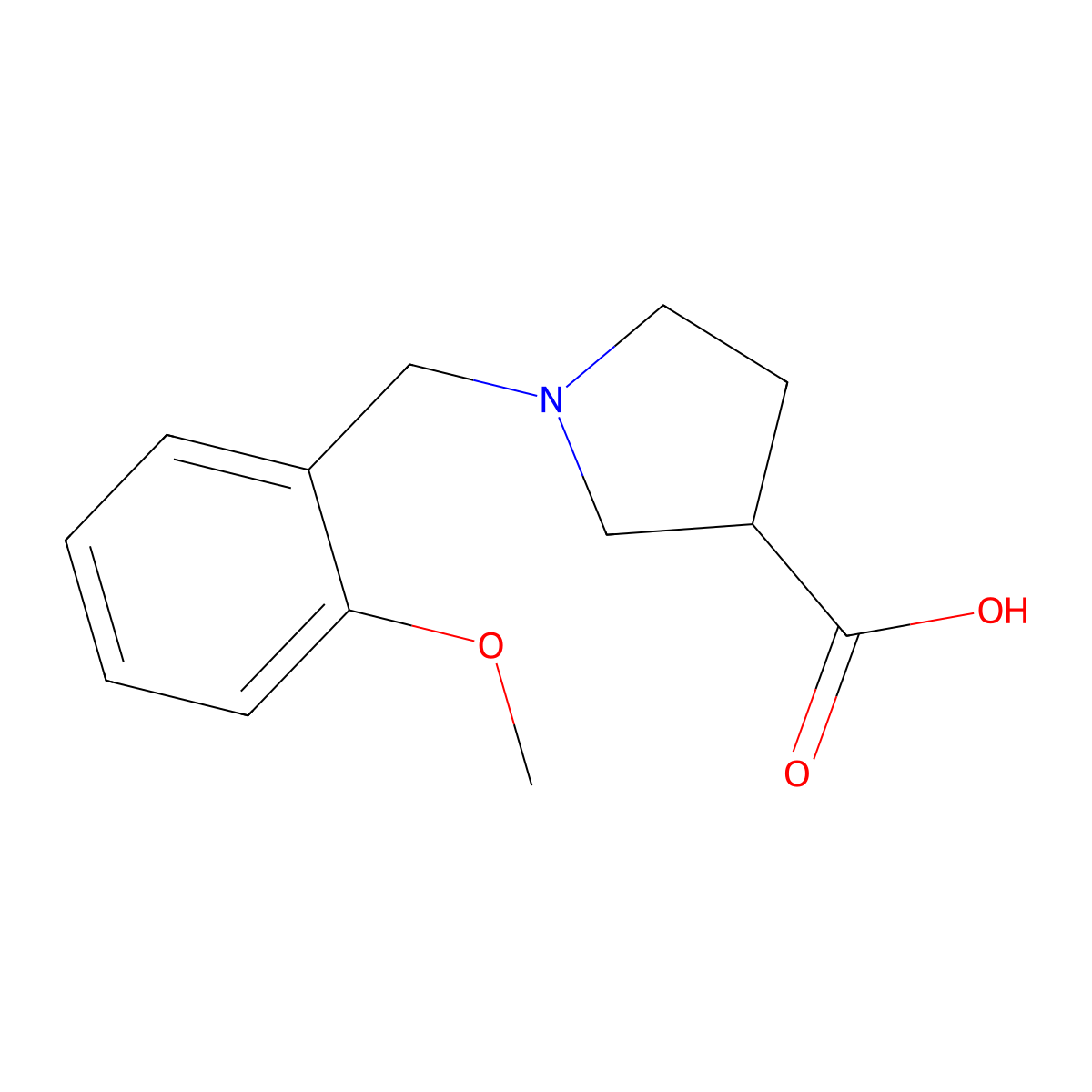 1-[(2-Methoxyphenyl)methyl]pyrrolidine-3-carboxylic acid molecular structure, CAS 1493526-40-1