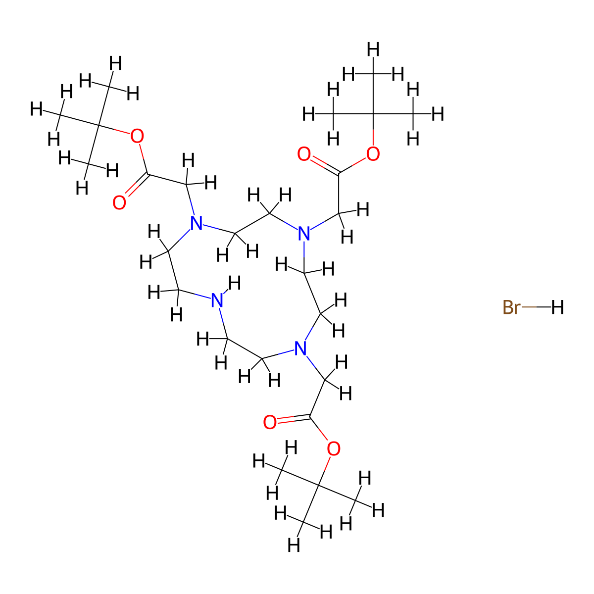 Tri-tert-butyl 2,2',2''-(1,4,7,10-tetraazacyclododecane-1,4,7-triyl)triacetate--hydrogen bromide (1/1) molecular structure, CAS 149353-23-1