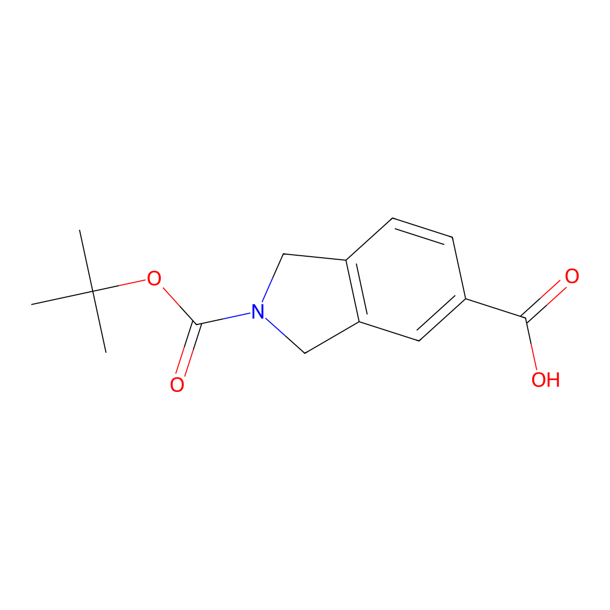 2-((tert-butoxy)carbonyl)-2,3-dihydro-1H-isoindole-5-carboxylic acid molecular structure, CAS 149353-71-9