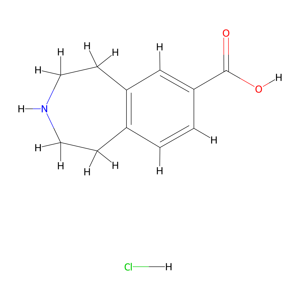 2,3,4,5-tetrahydro-1H-3-benzazepine-7-carboxylic acid hydrochloride molecular structure, CAS 149353-83-3