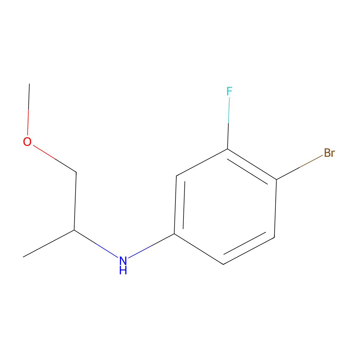 4-bromo-3-fluoro-N-(1-methoxypropan-2-yl)aniline molecular structure, CAS 1493536-52-9