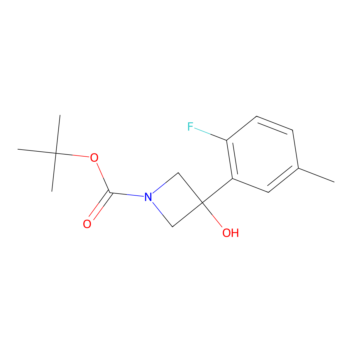 Tert-butyl 3-(2-fluoro-5-methylphenyl)-3-hydroxyazetidine-1-carboxylate molecular structure, CAS 1493550-86-9