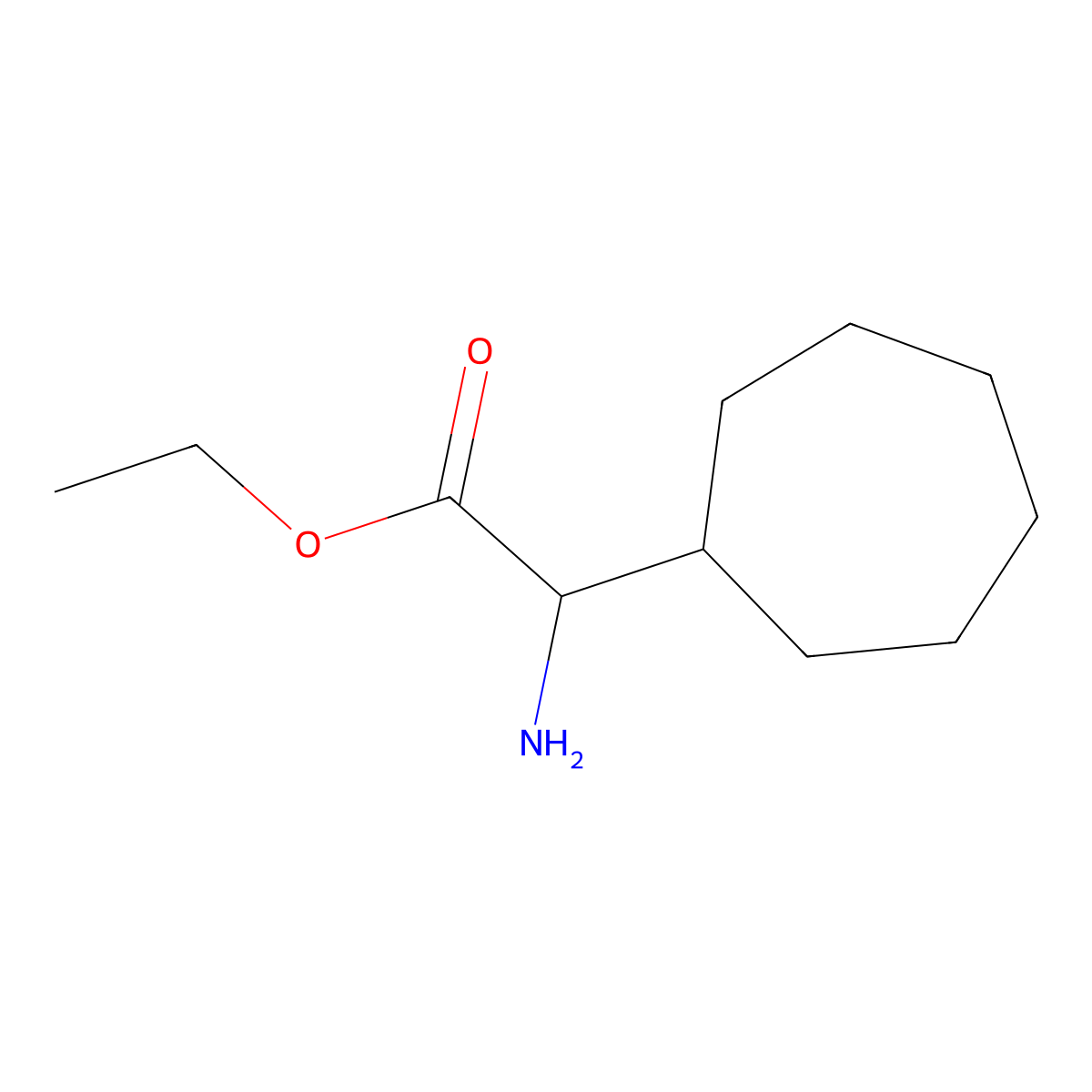Ethyl 2-amino-2-cycloheptylacetate molecular structure, CAS 1493554-36-1