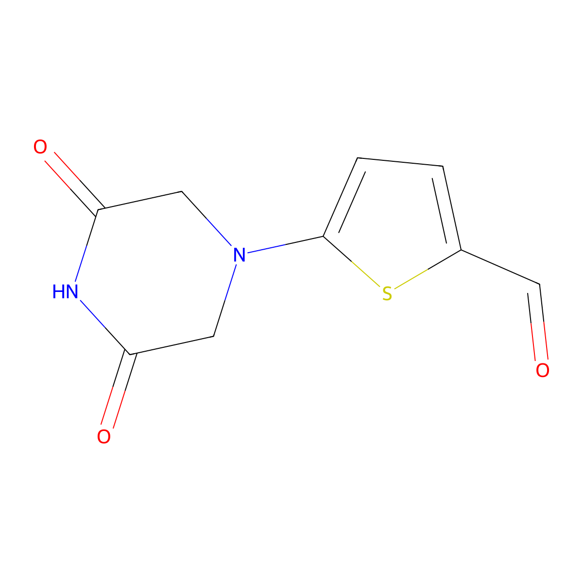 5-(3,5-Dioxopiperazin-1-yl)thiophene-2-carbaldehyde molecular structure, CAS 1493573-95-7