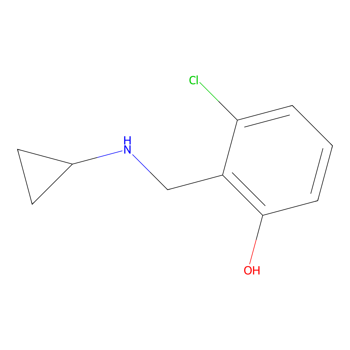 3-Chloro-2-[(cyclopropylamino)methyl]phenol molecular structure, CAS 1493584-35-2
