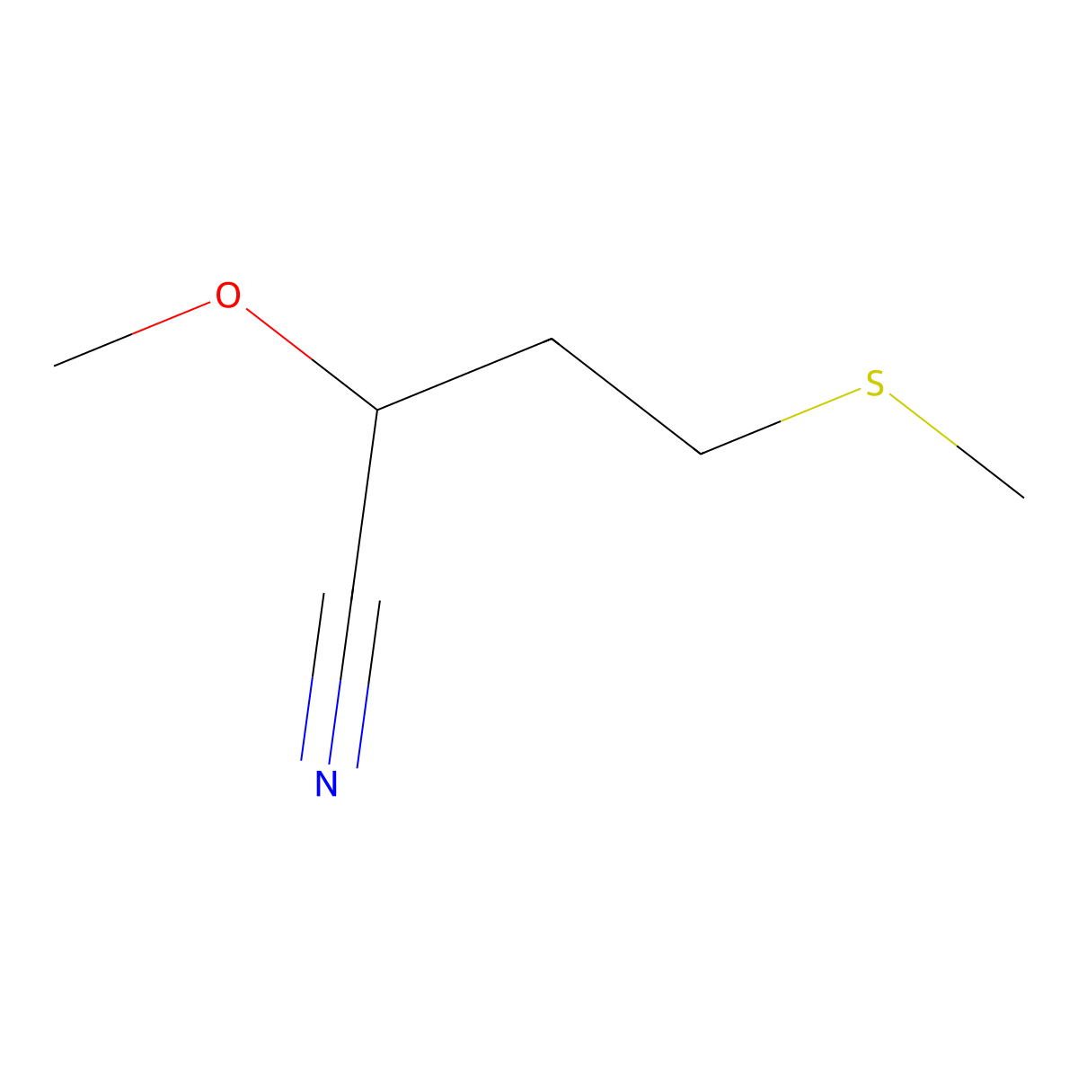 2-Methoxy-4-(methylsulfanyl)butanenitrile molecular structure, CAS 1493592-01-0