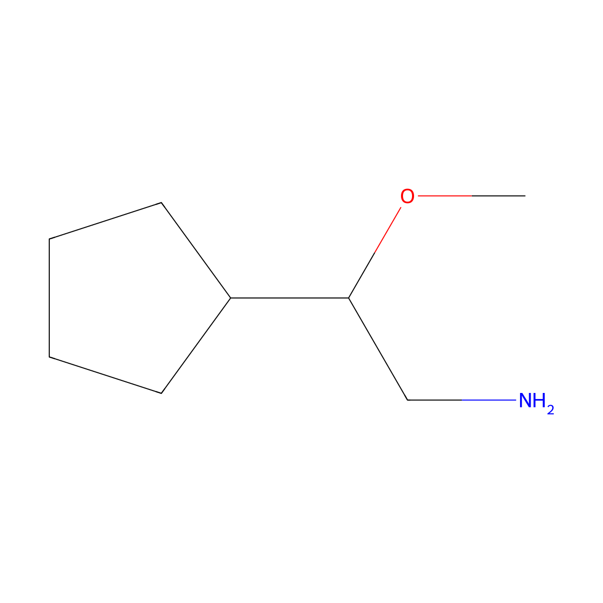 2-Cyclopentyl-2-methoxyethan-1-amine molecular structure, CAS 1493609-21-4