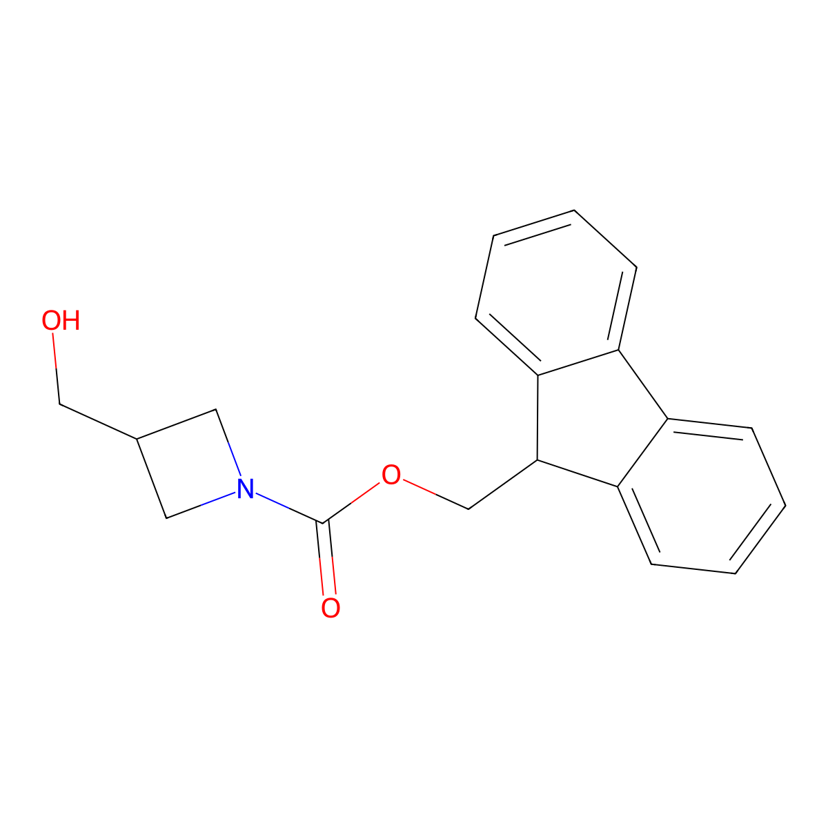 (9H-fluoren-9-yl)methyl 3-(hydroxymethyl)azetidine-1-carboxylate molecular structure, CAS 1493611-41-8