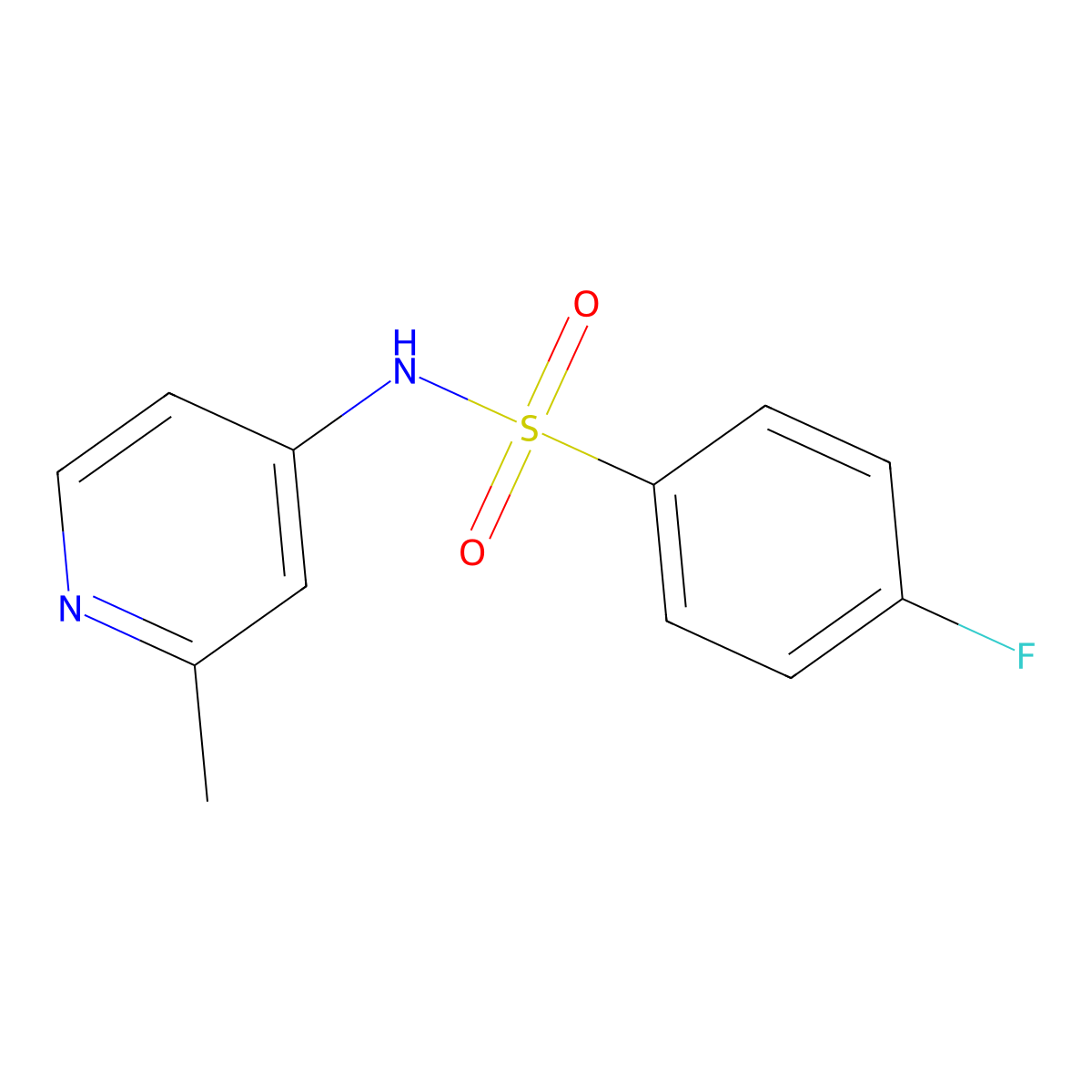 4-fluoro-N-(2-methylpyridin-4-yl)benzene-1-sulfonamide molecular structure, CAS 1493635-71-4