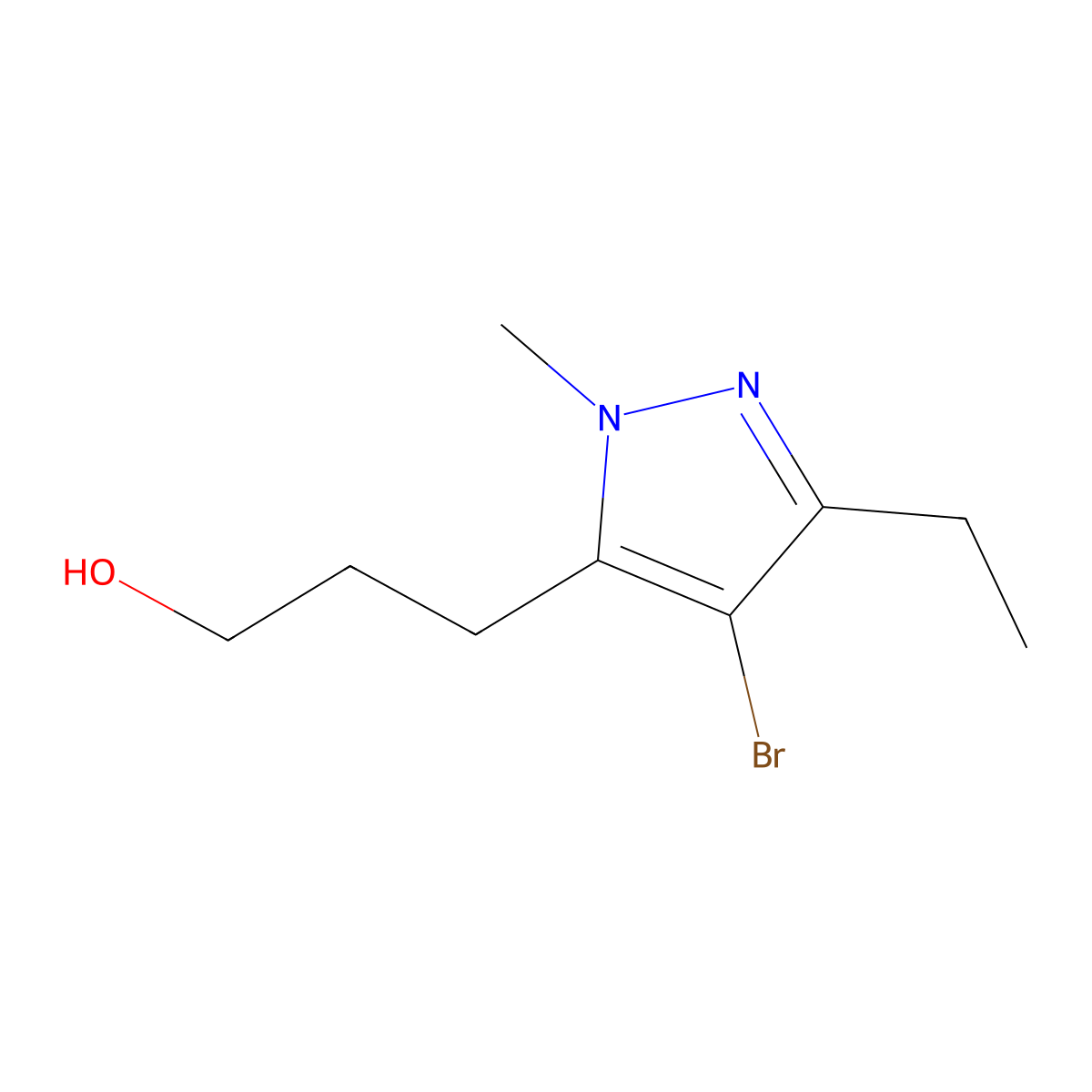 3-(4-Bromo-3-ethyl-1-methyl-1h-pyrazol-5-yl)propan-1-ol molecular structure, CAS 1493637-42-5