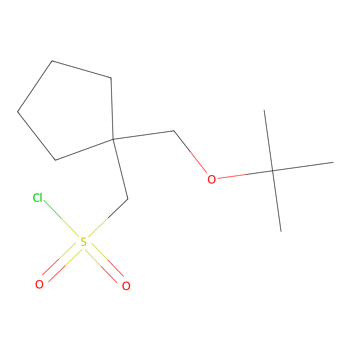 (1-(Tert-butoxymethyl)cyclopentyl)methanesulfonyl chloride molecular structure, CAS 1493643-18-7