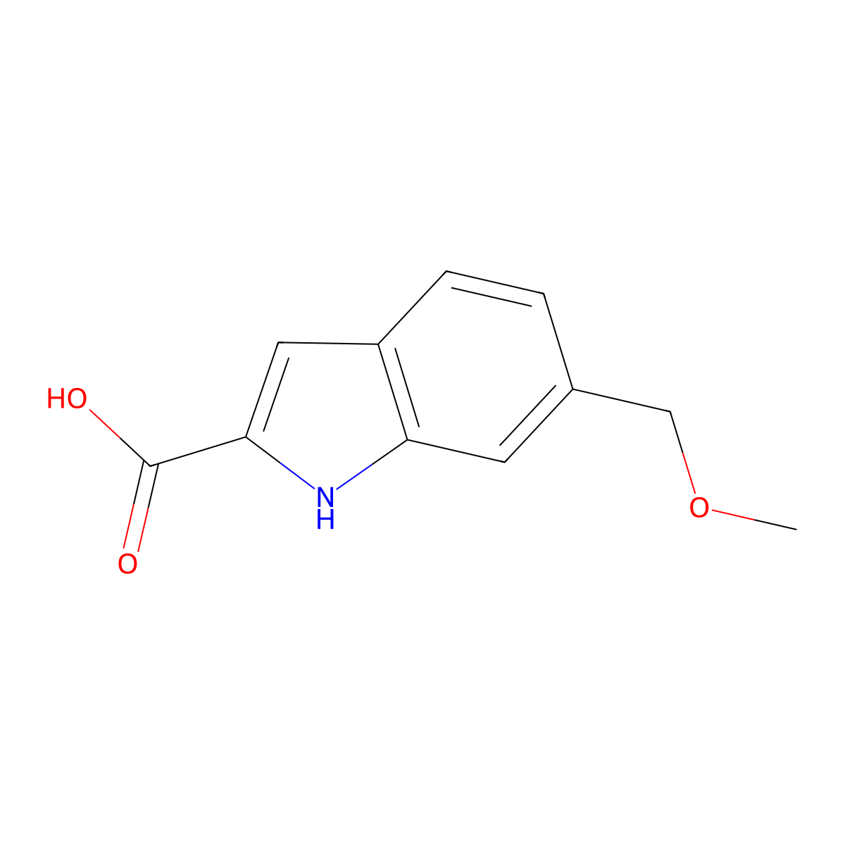 6-(methoxymethyl)-1H-indole-2-carboxylic acid molecular structure, CAS 1493648-56-8