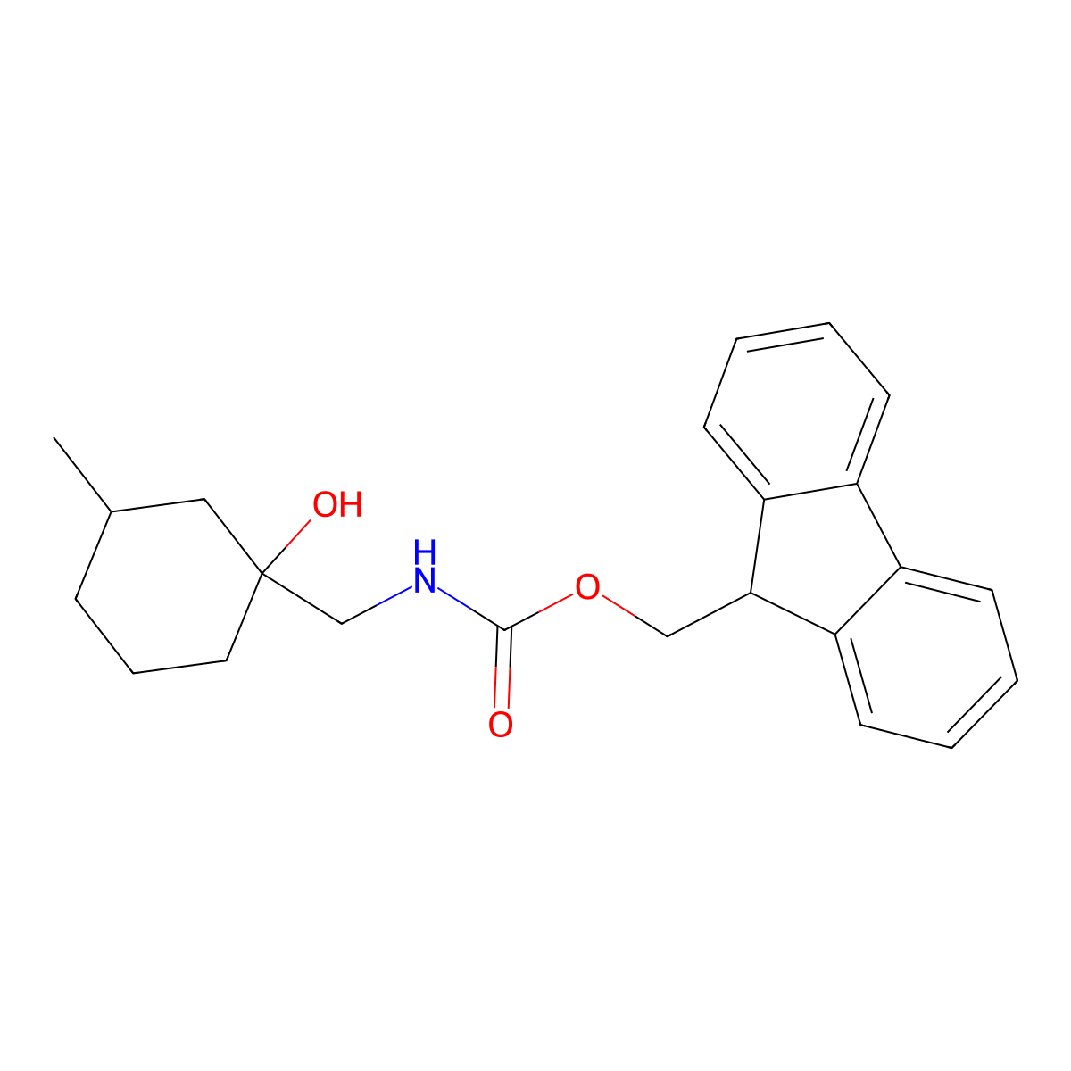 (9H-fluoren-9-yl)methyl N-[(1-hydroxy-3-methylcyclohexyl)methyl]carbamate molecular structure, CAS 1493649-43-6