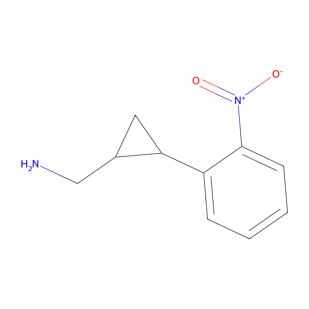 (2-(2-Nitrophenyl)cyclopropyl)methanamine molecular structure, CAS 1493663-02-7
