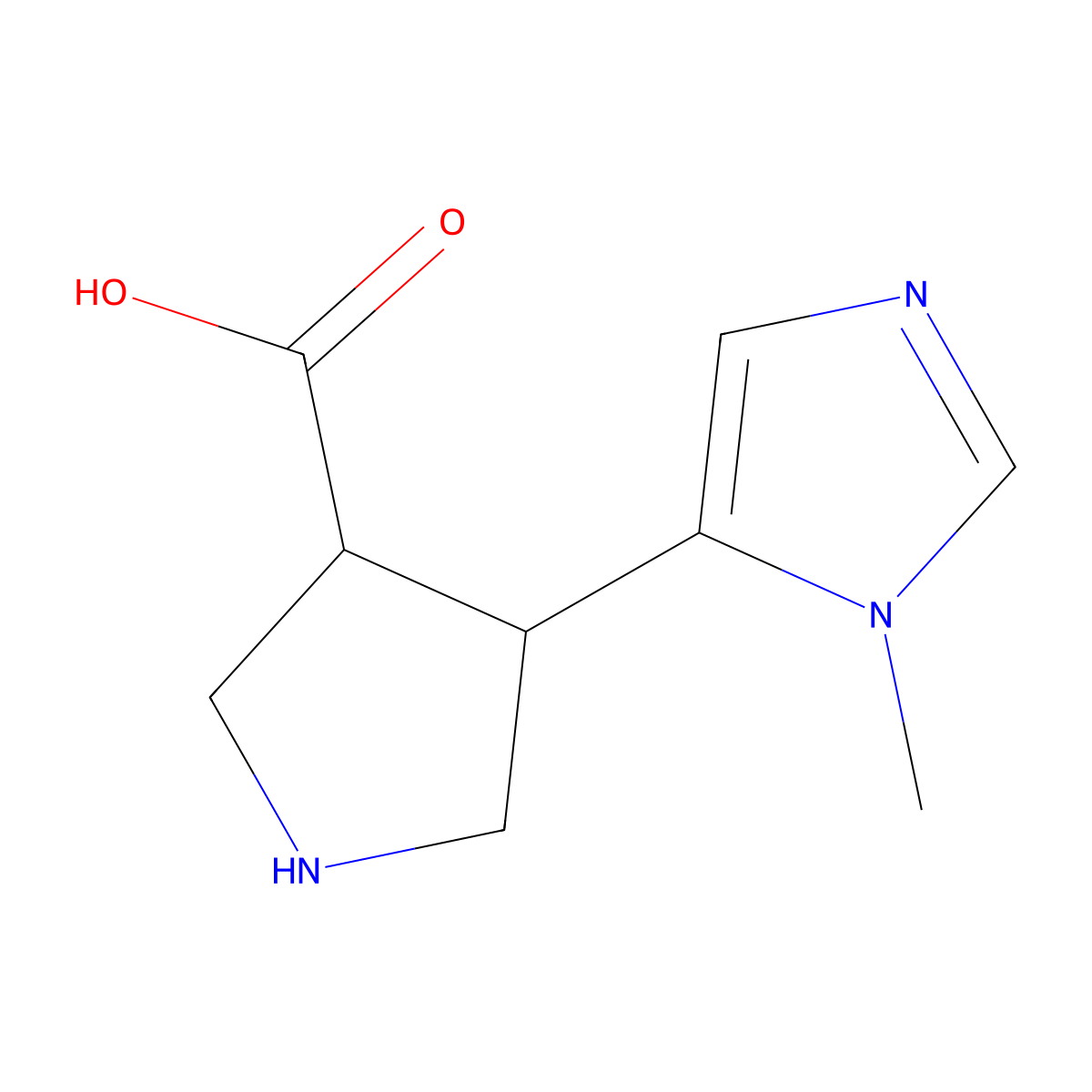 4-(1-methyl-1H-imidazol-5-yl)pyrrolidine-3-carboxylic acid molecular structure, CAS 1493663-87-8