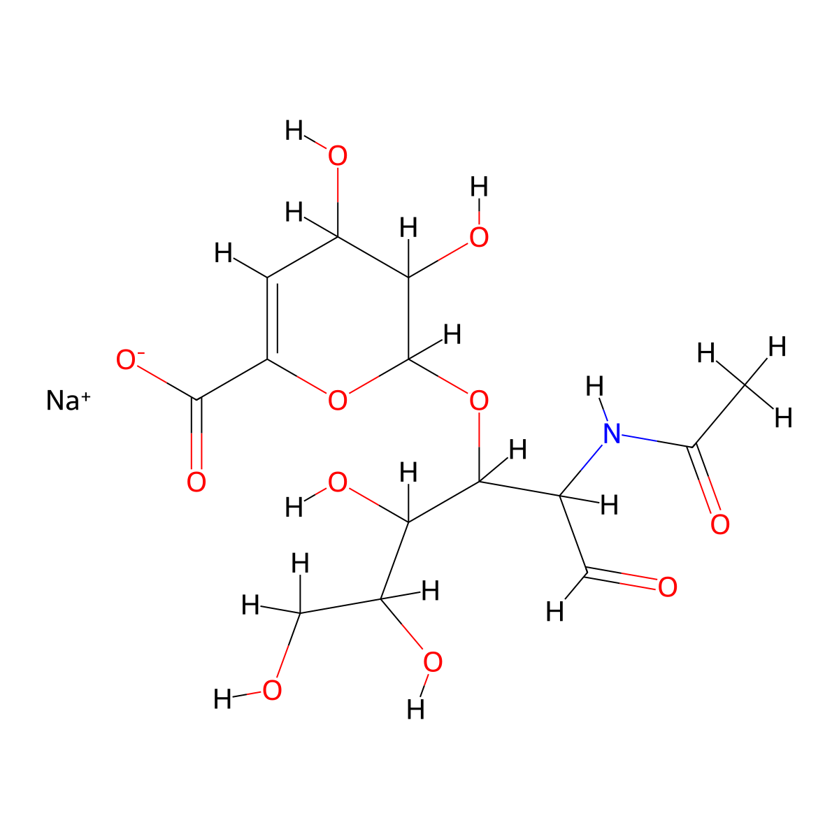 Hyaluronic acid disaccharide sodium salt molecular structure, CAS 149368-06-9