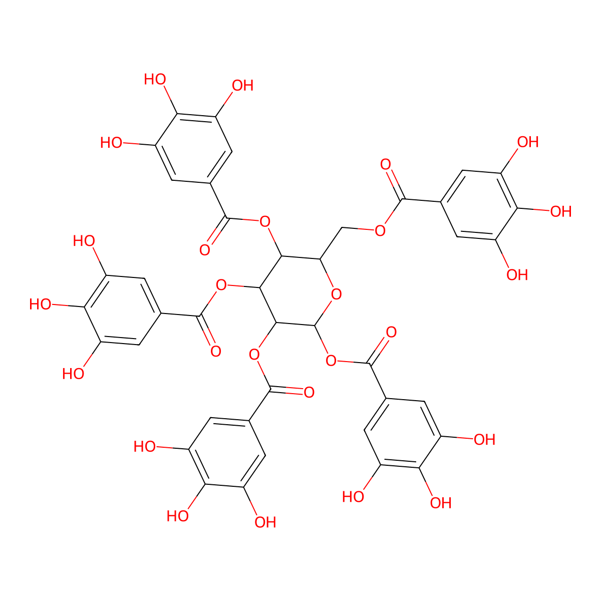 Penta-O-galloyl-beta-D-glucose molecular structure, CAS 14937-32-7