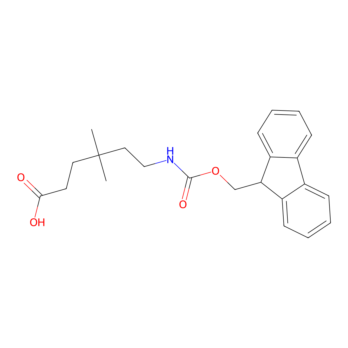 6-((((9h-Fluoren-9-yl)methoxy)carbonyl)amino)-4,4-dimethylhexanoic acid molecular structure, CAS 1493713-31-7