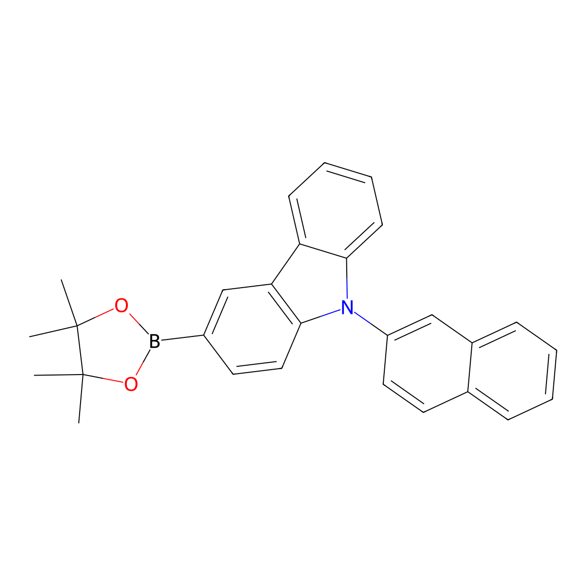 9-(Naphthalen-2-yl)-3-(4,4,5,5-tetramethyl-1,3,2-dioxaborolan-2-yl)-9H-carbazole molecular structure, CAS 1493715-28-8