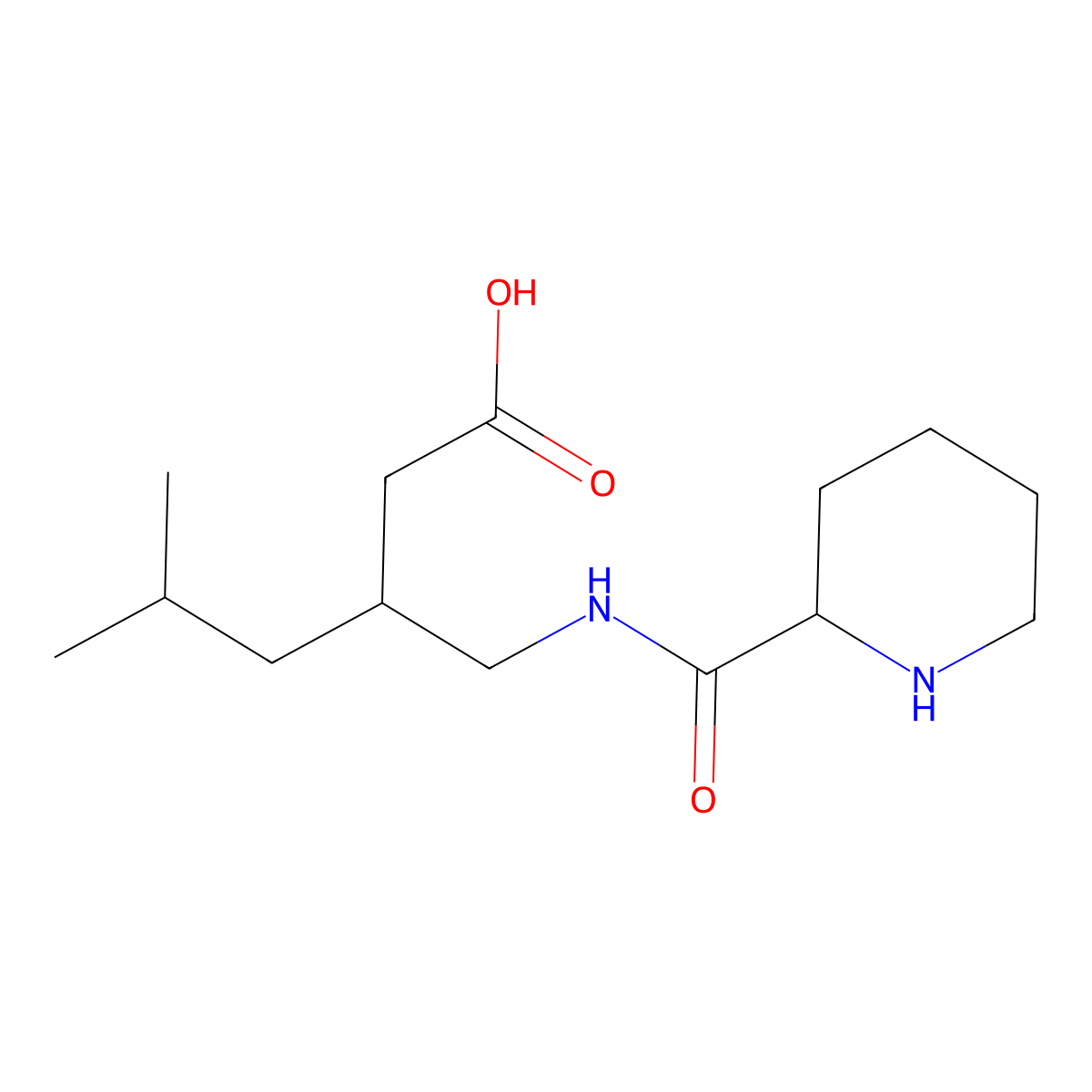 5-Methyl-3-{[(piperidin-2-yl)formamido]methyl}hexanoic acid molecular structure, CAS 1493725-98-6