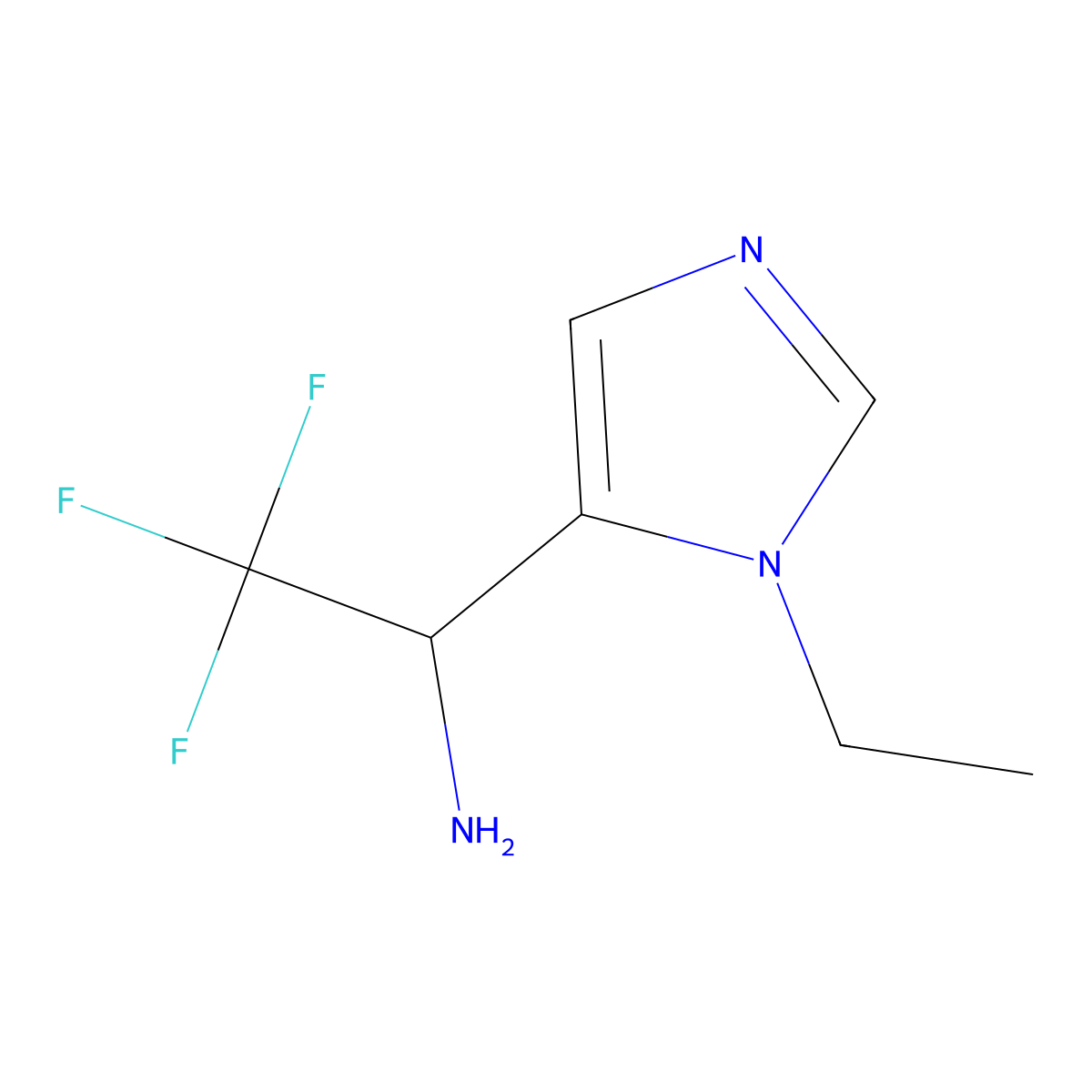 1-(1-ethyl-1H-imidazol-5-yl)-2,2,2-trifluoroethan-1-amine molecular structure, CAS 1493728-06-5