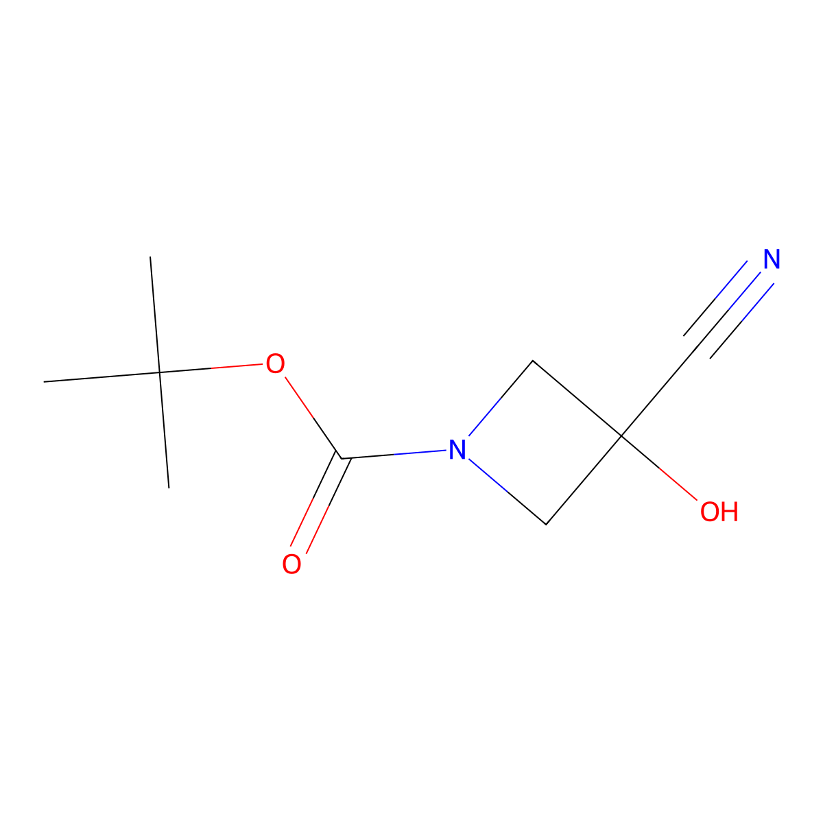 Tert-butyl 3-cyano-3-hydroxyazetidine-1-carboxylate molecular structure, CAS 1493737-08-8