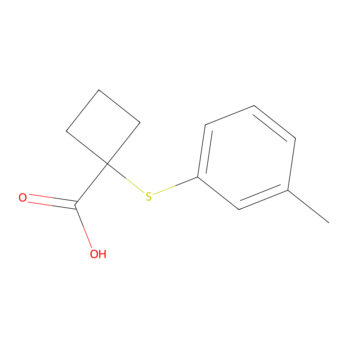 1-[(3-Methylphenyl)sulfanyl]cyclobutane-1-carboxylic acid molecular structure, CAS 1493746-37-4