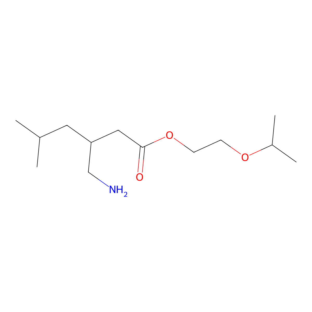2-(Propan-2-yloxy)ethyl 3-(aminomethyl)-5-methylhexanoate molecular structure, CAS 1493750-51-8