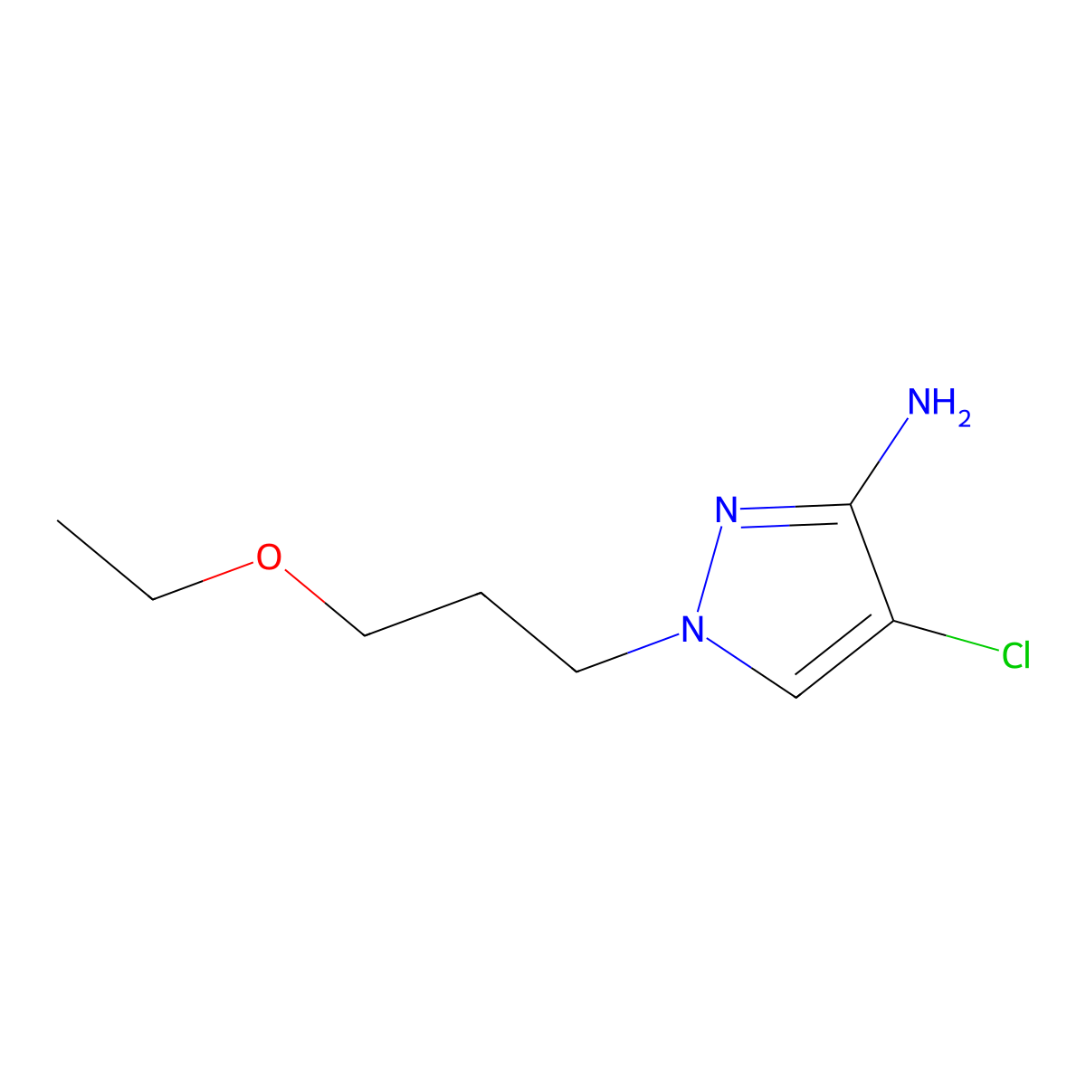 4-Chloro-1-(3-ethoxypropyl)-1h-pyrazol-3-amine molecular structure, CAS 1493757-38-2