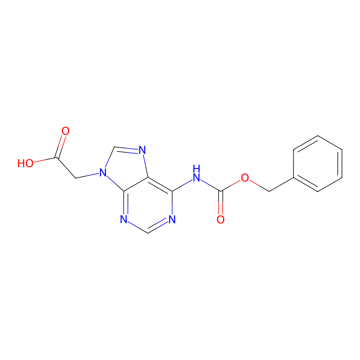 9H-Purine-9-acetic acid, 6-[[(phenylmethoxy)carbonyl]amino]- molecular structure, CAS 149376-67-0