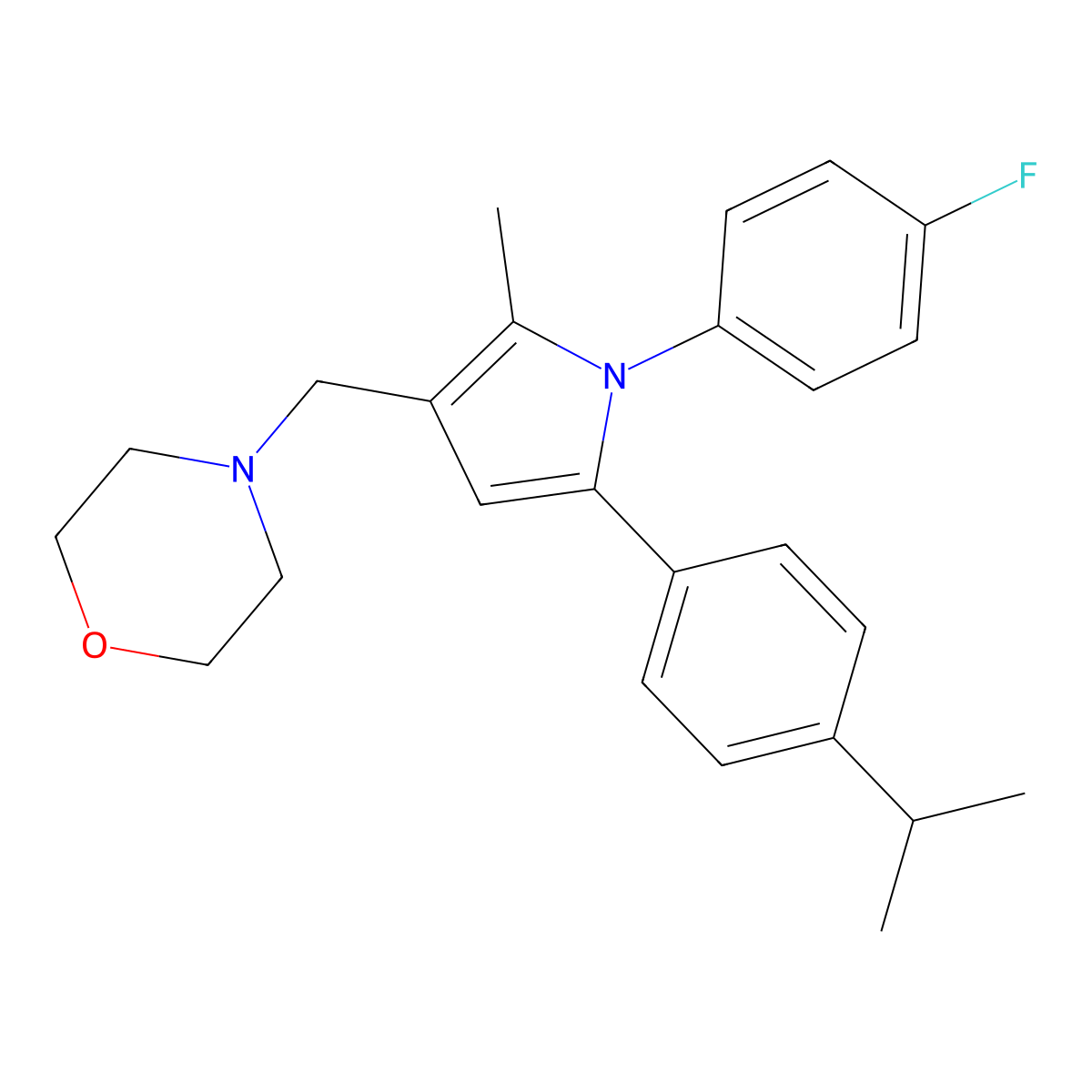 4-[[1-(4-Fluorophenyl)-5-(4-isopropylphenyl)-2-methyl-pyrrol-3-yl]methyl]morpholine molecular structure, CAS 1493762-74-5