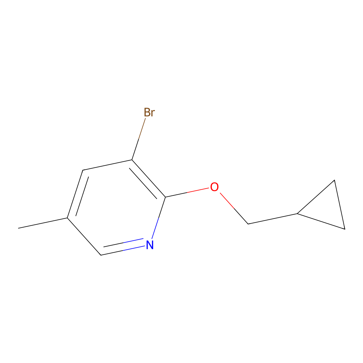 3-Bromo-2-(cyclopropylmethoxy)-5-methylpyridine molecular structure, CAS 1493777-16-4